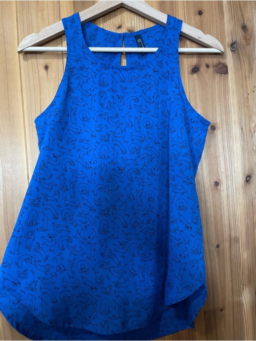 Bright Blue Sleeveless Printed Tank Top